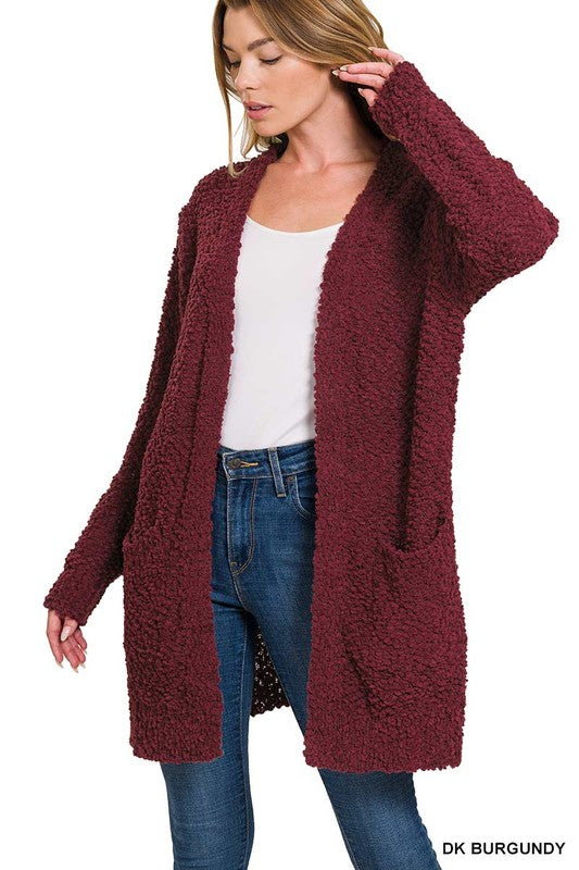Popcorn Knit Cardigan with Pockets