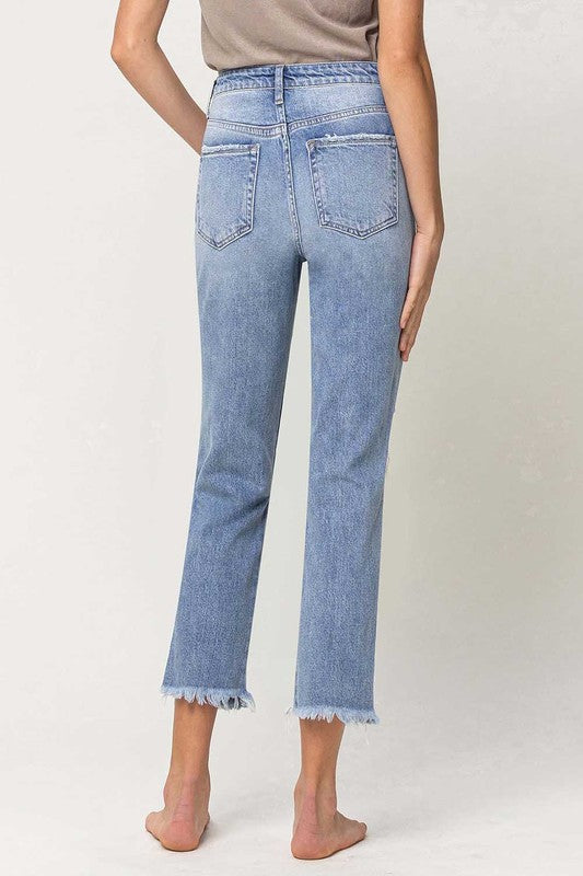 SUPER HIGH RISE DISTRESSED RELAXED STRAIGHT