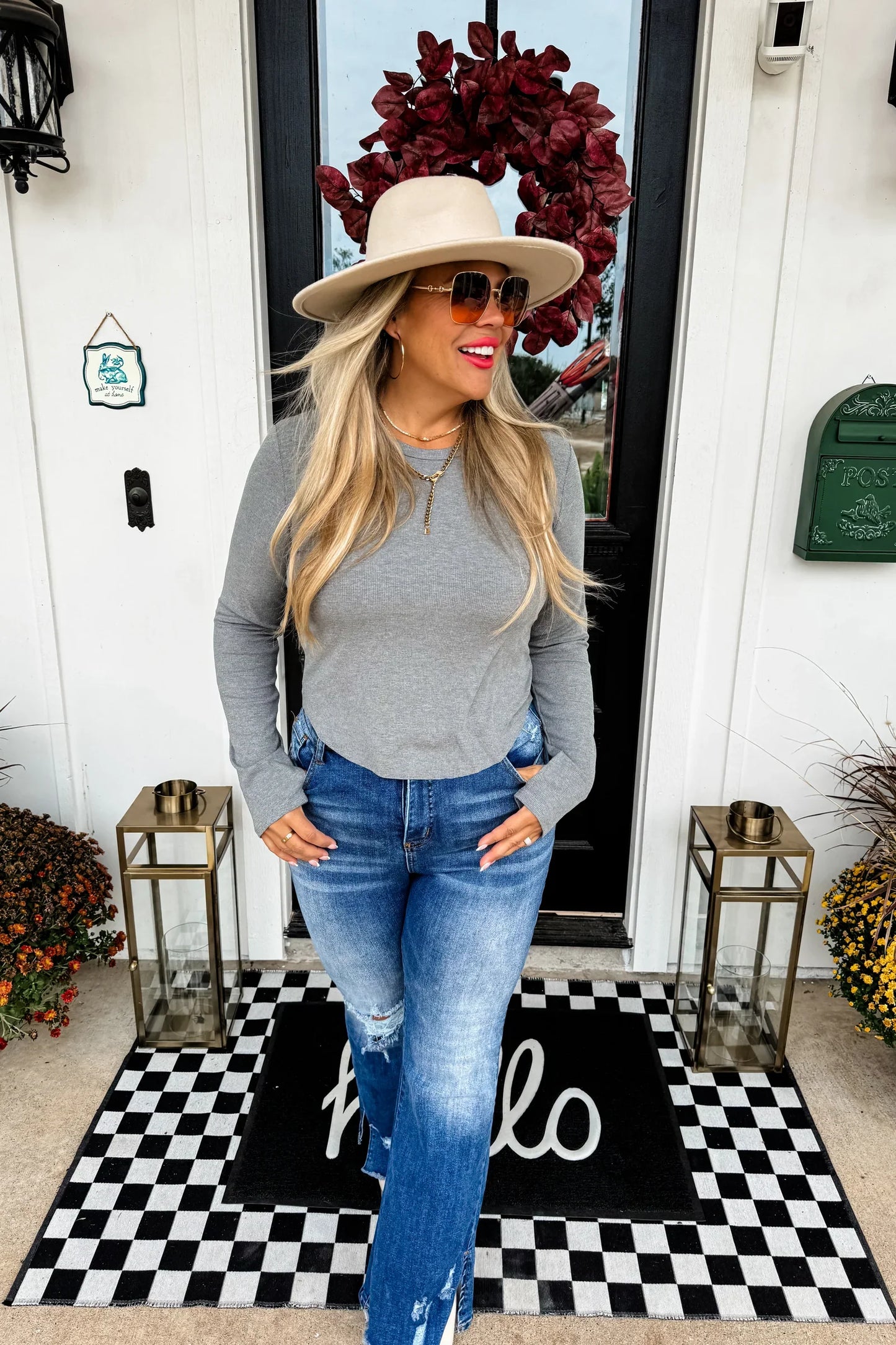 Elena Curve Hem Ribbed Top