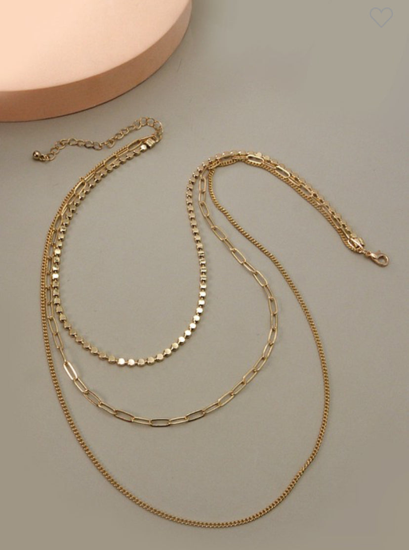 Unique Multi Layered Necklace - gold