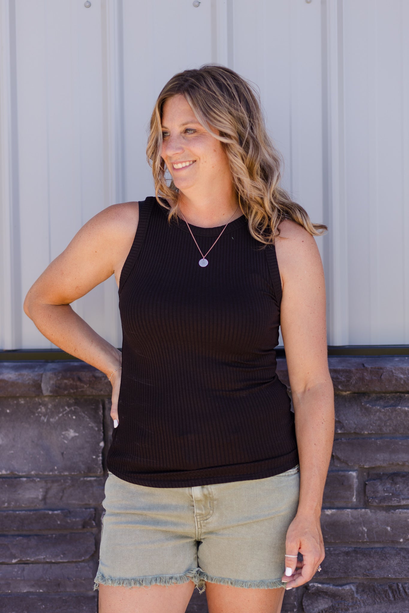 Everyday Basic Ribbed Tank - black