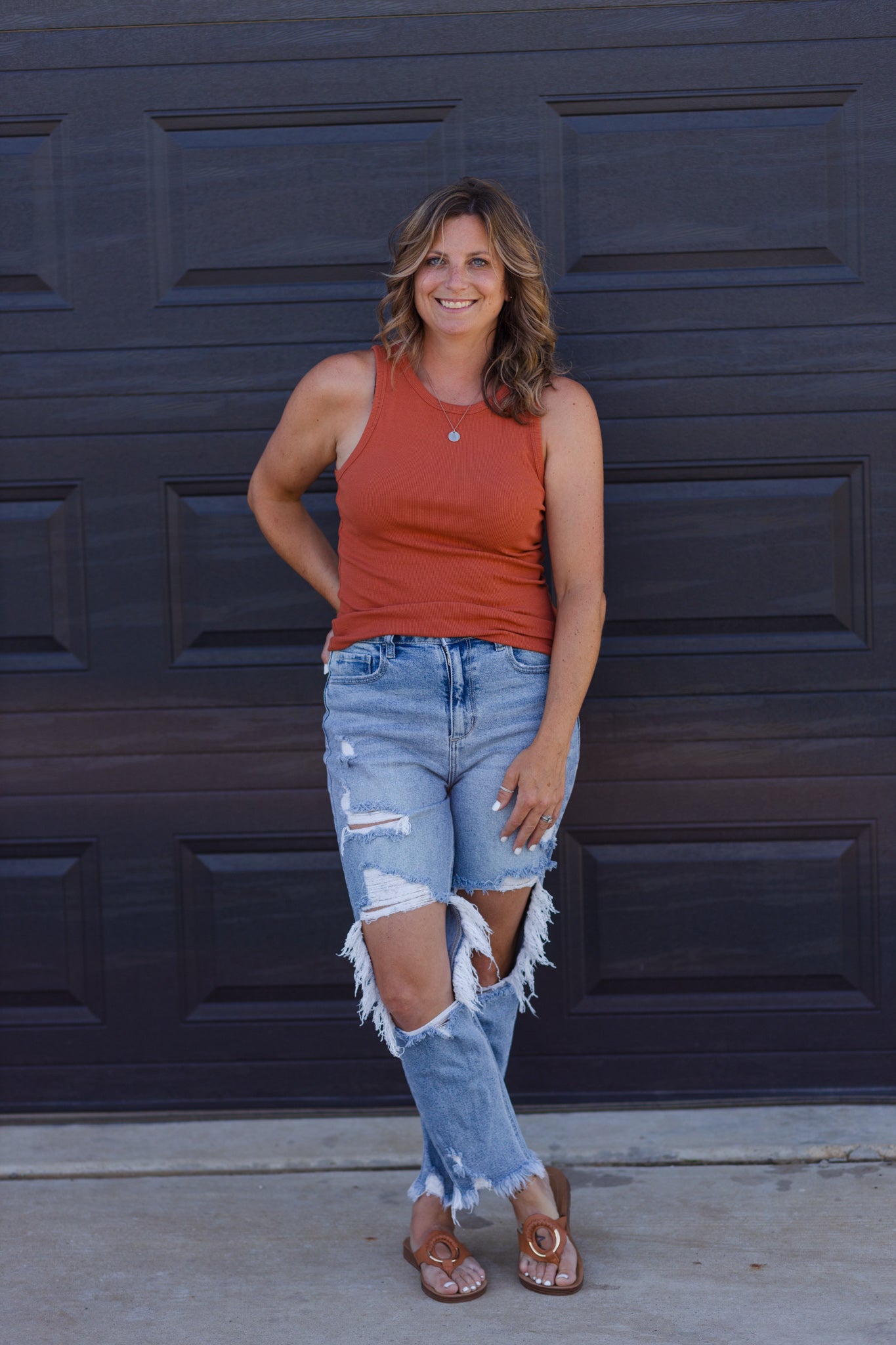 Everyday Basic Ribbed Tank - baked clay