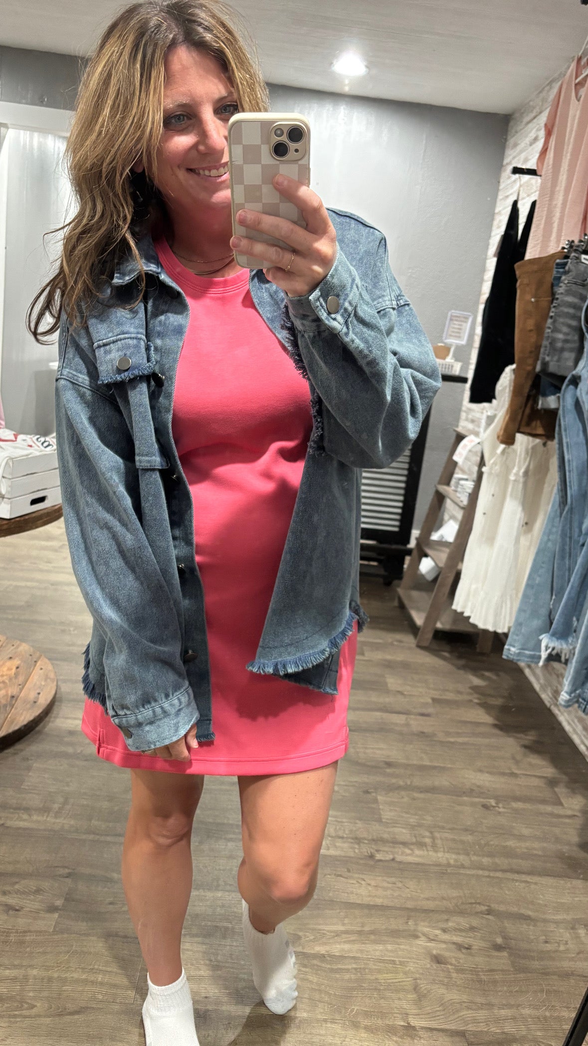 Crewneck Sleeveless Mini Dress - taffy pink
