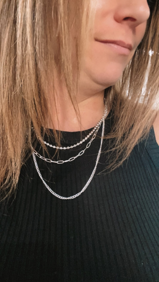 Unique Multi Layered Necklace - silver