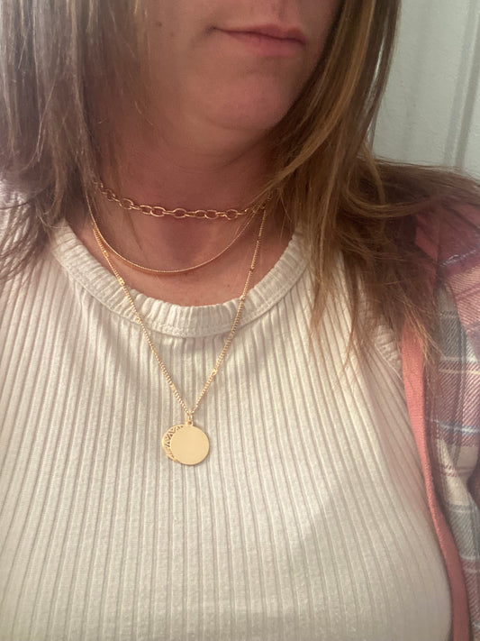 Circle Pendant Multi Layered Necklace