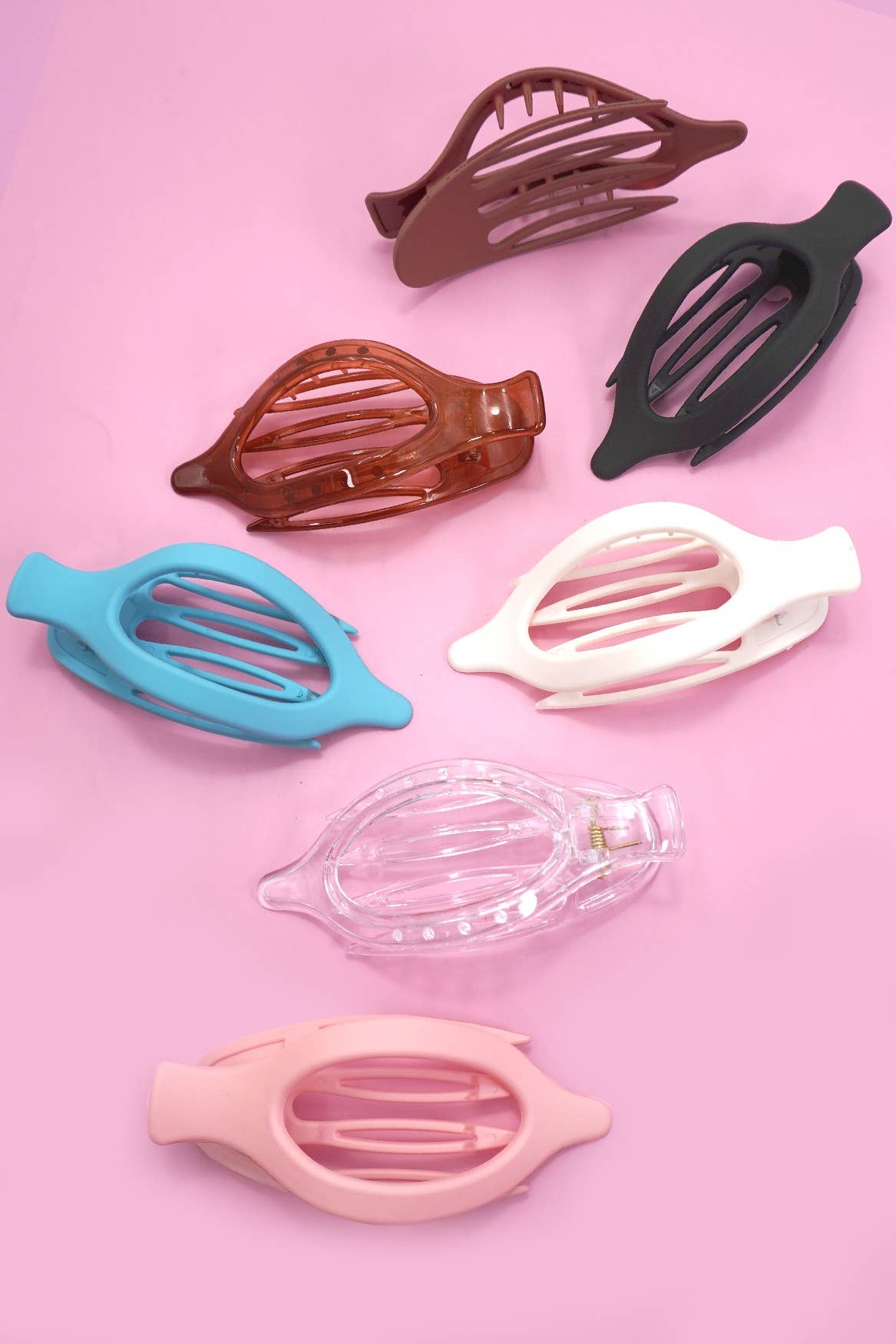 OVAL LAY DOWN FLAT HAIR CLAW CLIPS | 40H917: Brown