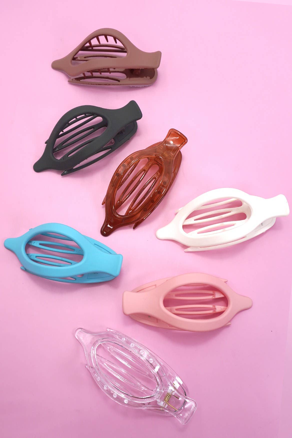 OVAL LAY DOWN FLAT HAIR CLAW CLIPS | 40H917: Brown