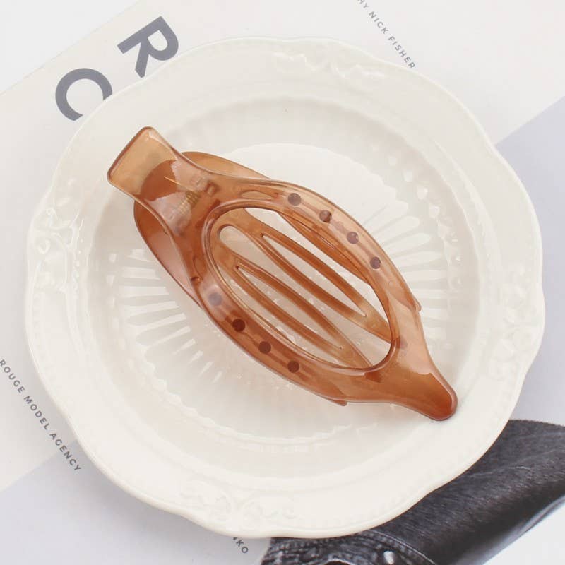 OVAL LAY DOWN FLAT HAIR CLAW CLIPS | 40H917: Brown