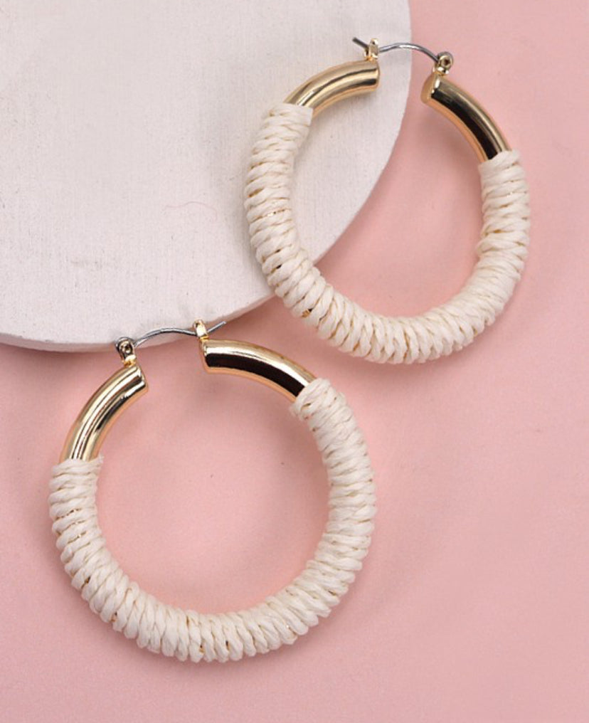 Gold Hemp Rope Wrapped Hopp Earrings