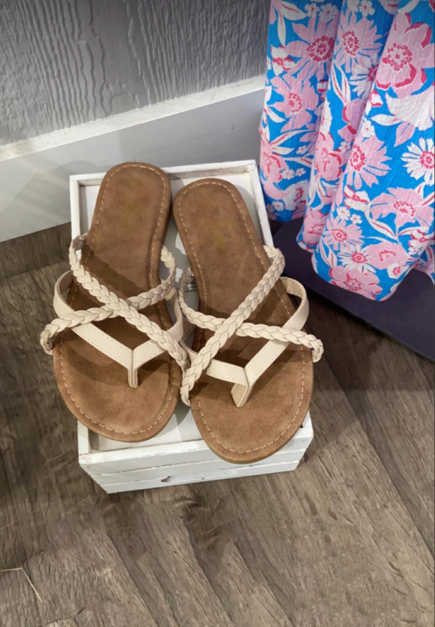 Braided Slip On Sandals - beige