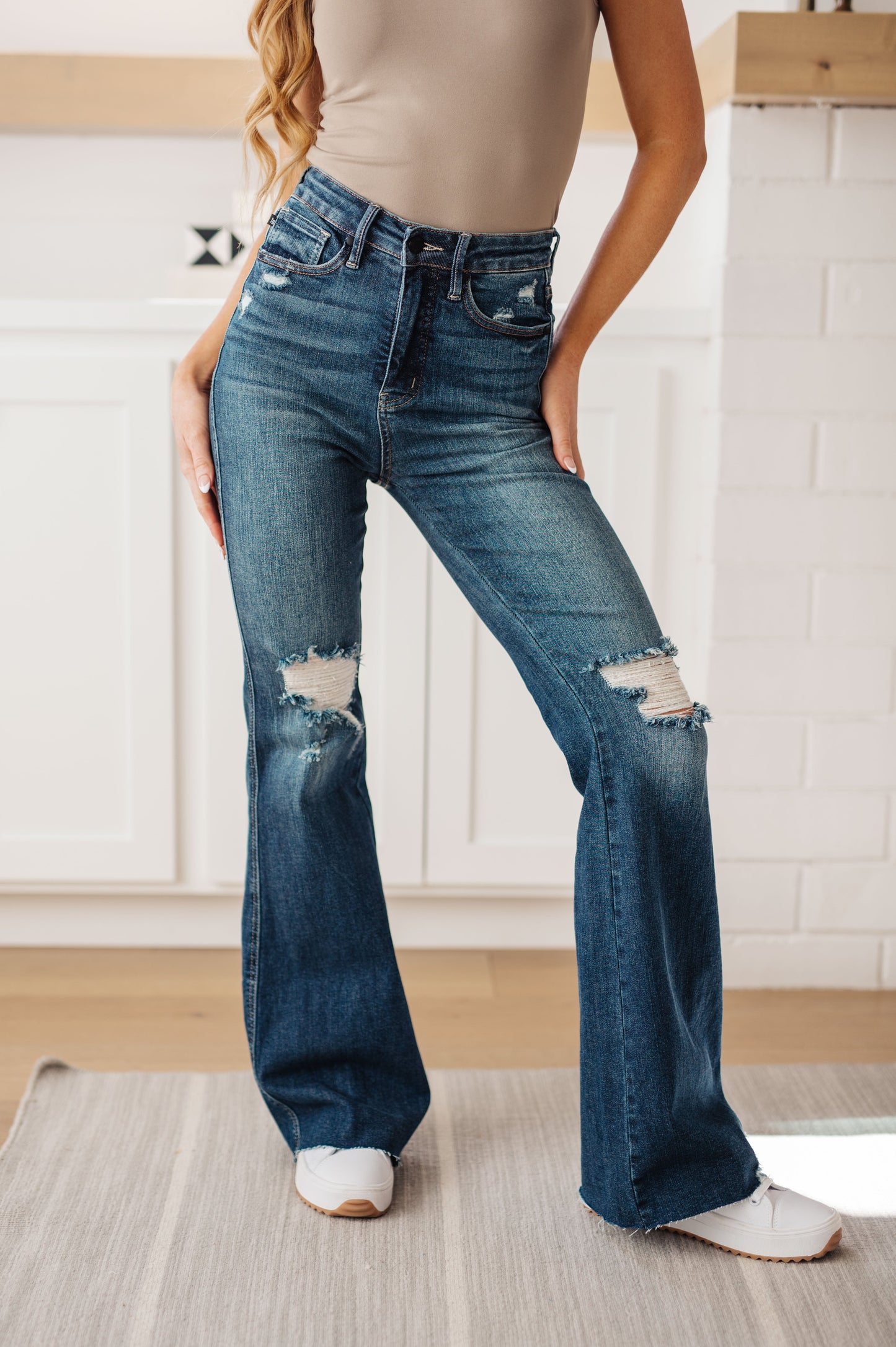 Judy Blue High Rise Distressed Flare Jeans