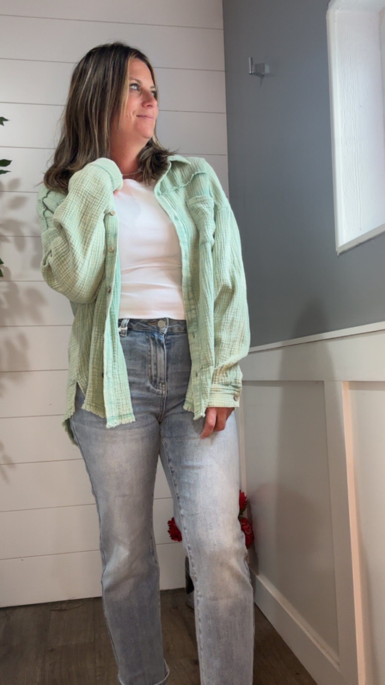 Myla Mineral Wash Gauze Button Down