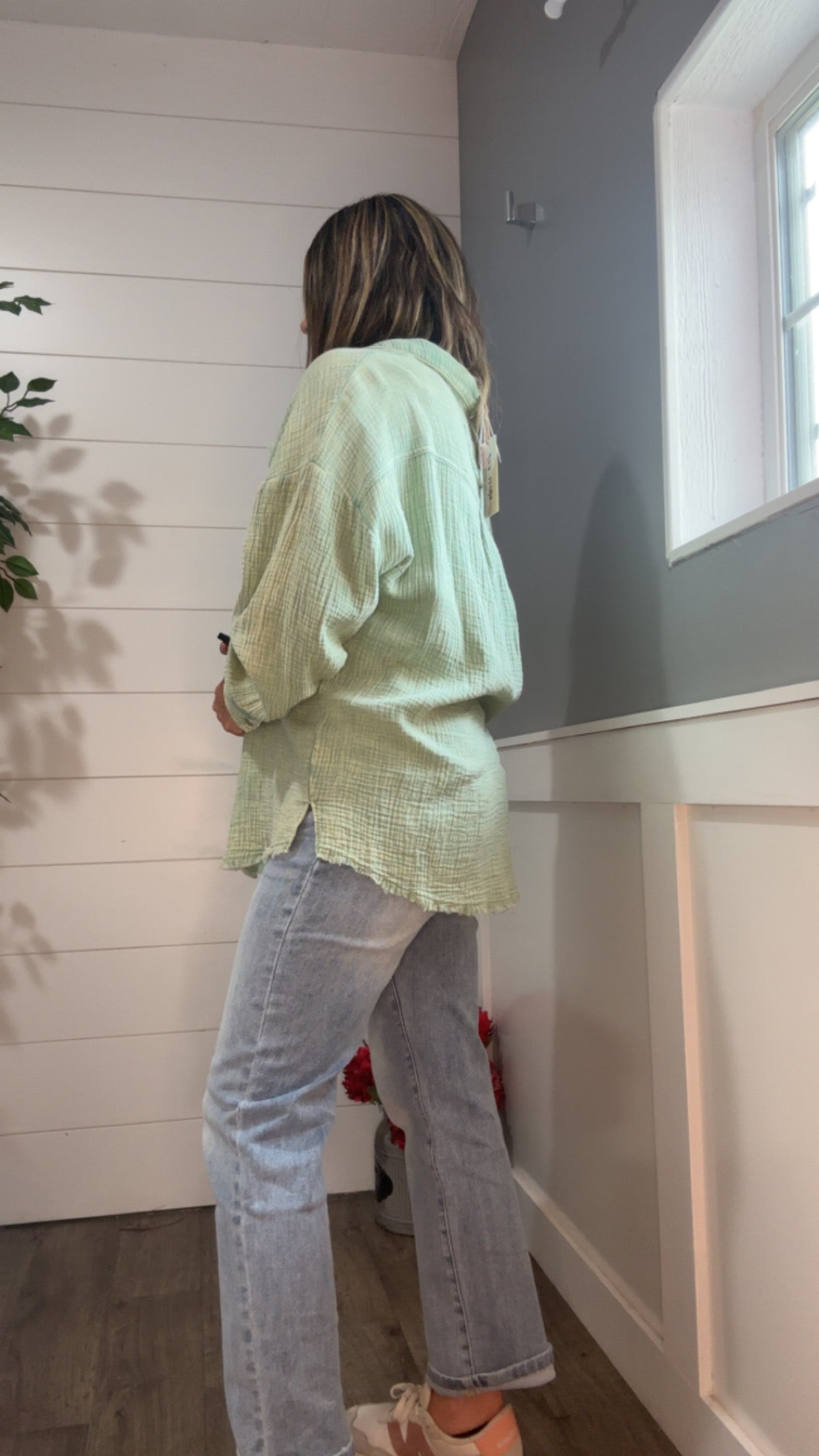 Myla Mineral Wash Gauze Button Down