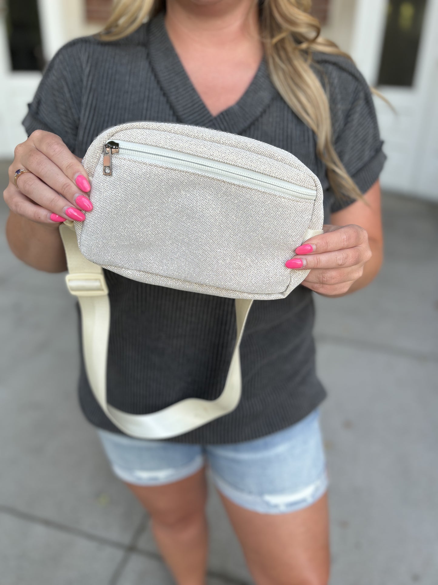 GLITTER FANNY CROSSBODY BELT BAG
