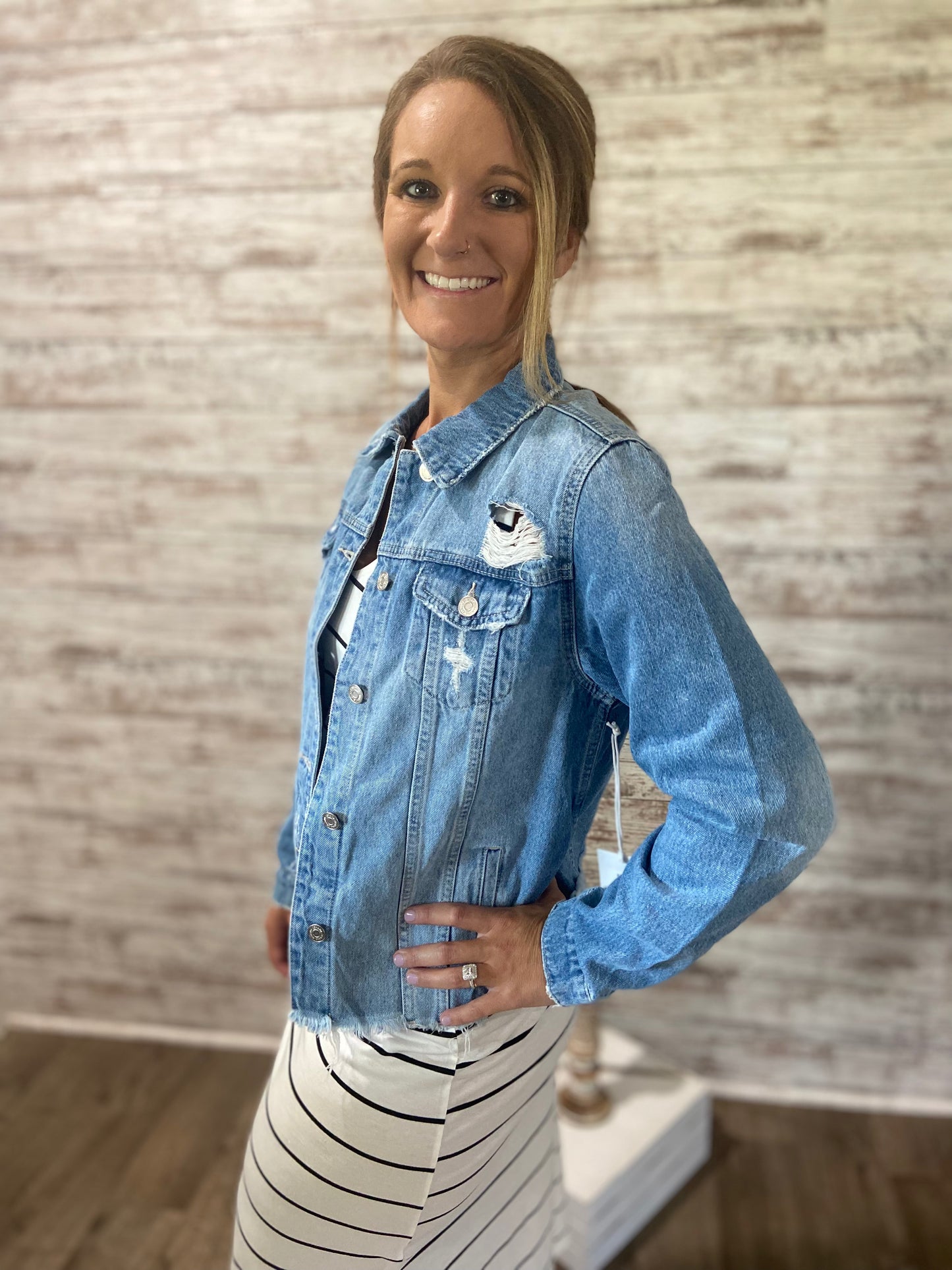 Midnight Rebel Distressed Jean Jacket