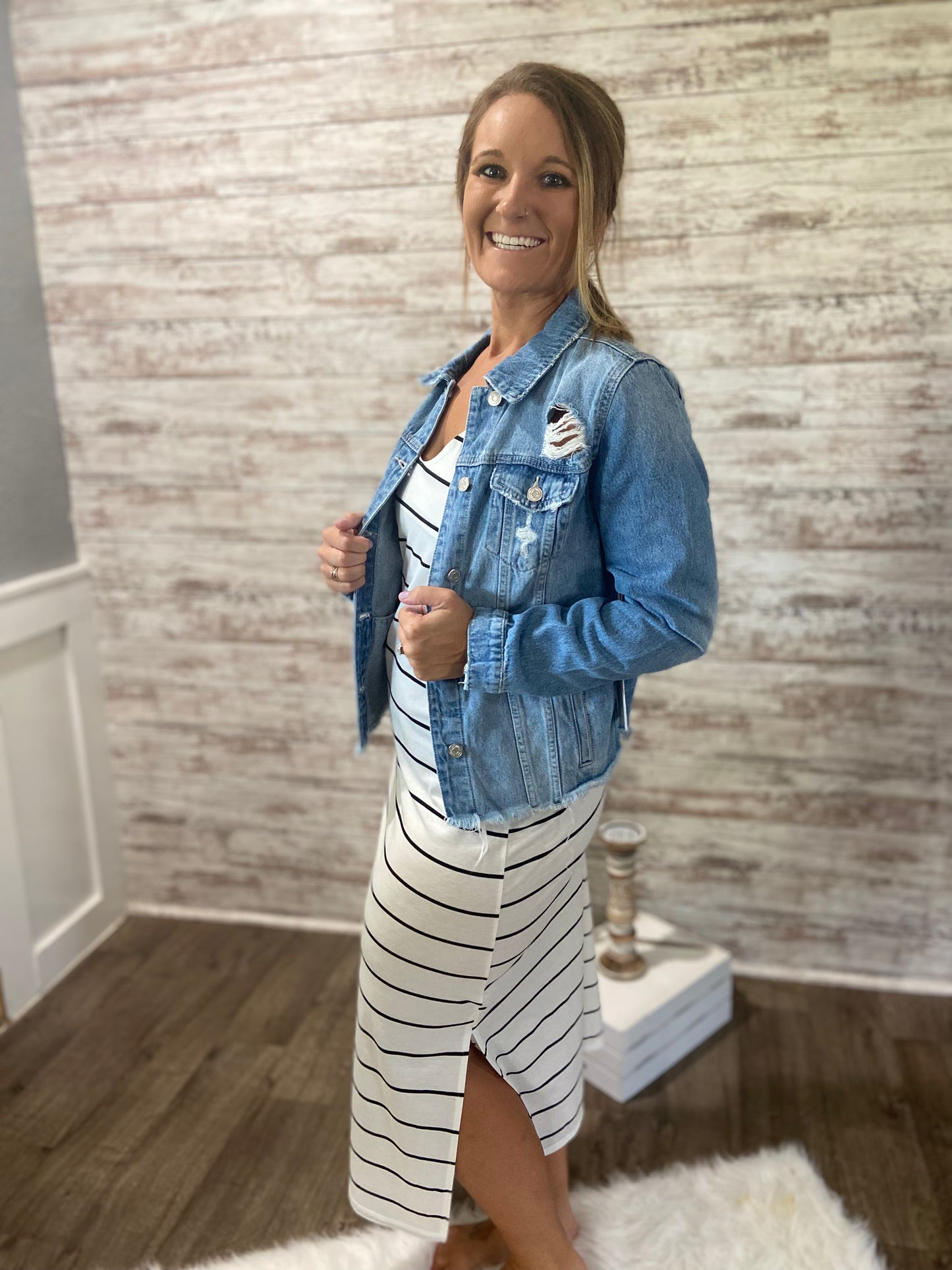 Midnight Rebel Distressed Jean Jacket