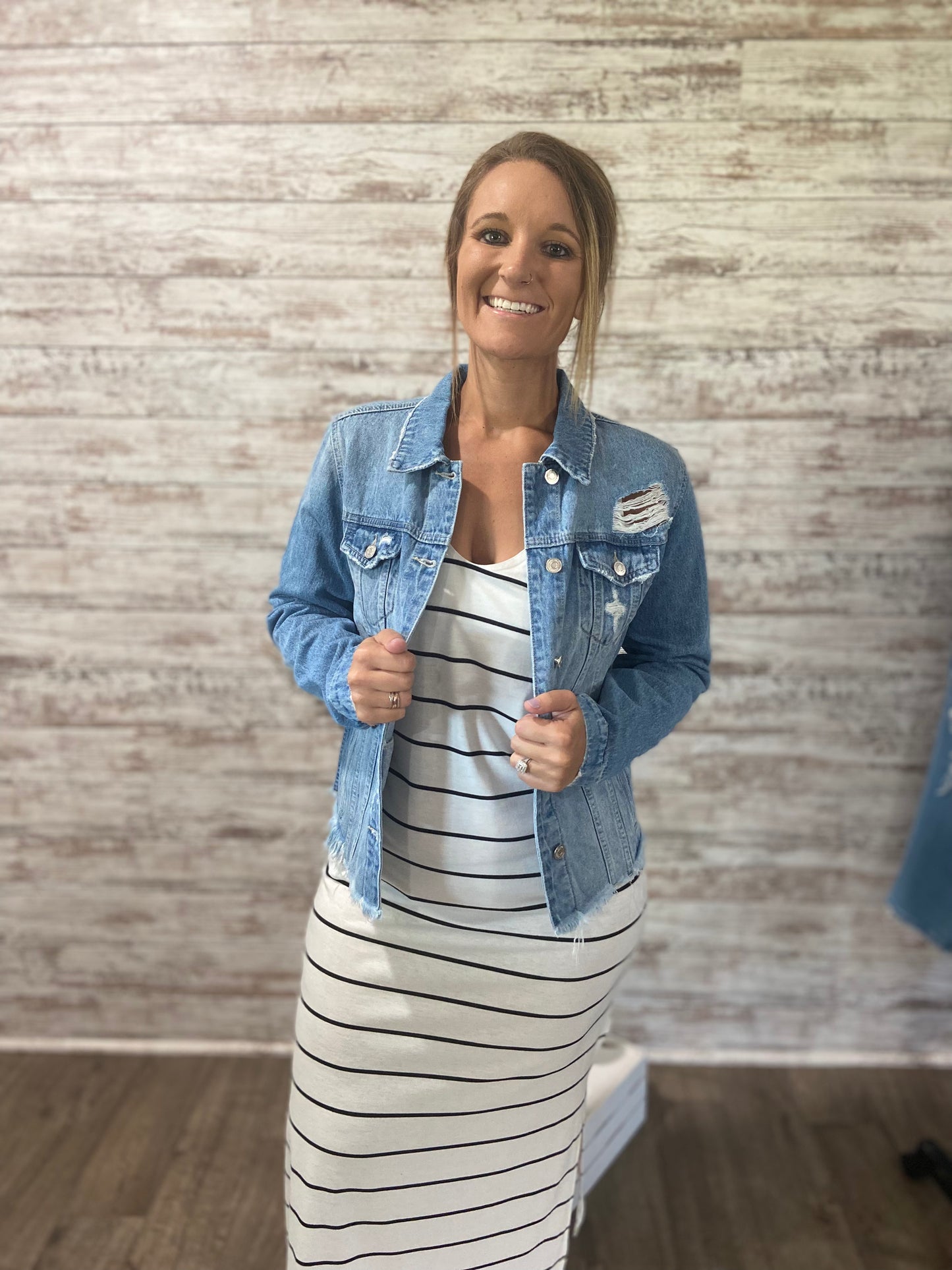 Midnight Rebel Distressed Jean Jacket