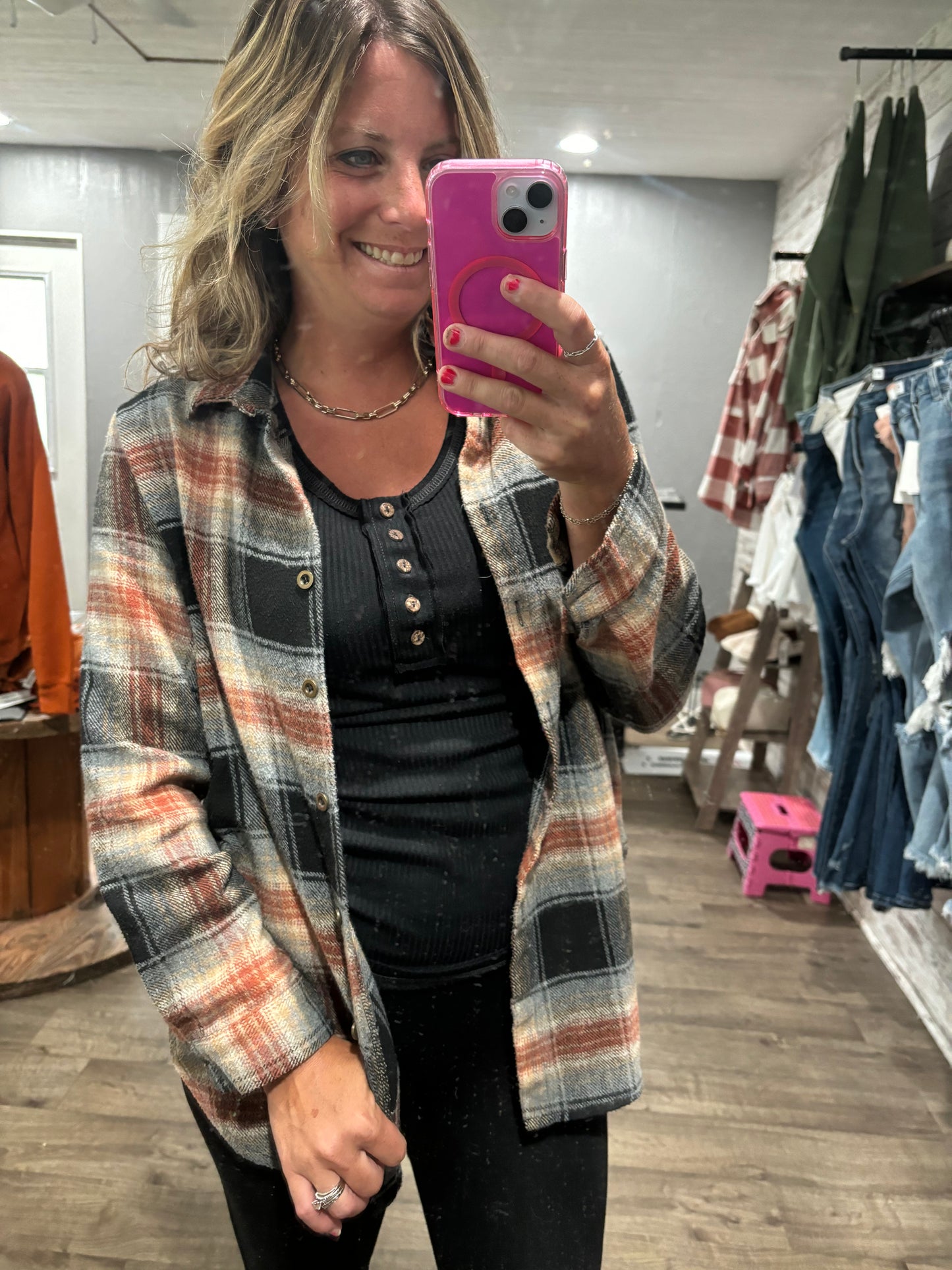 Falling for You Button Flannel