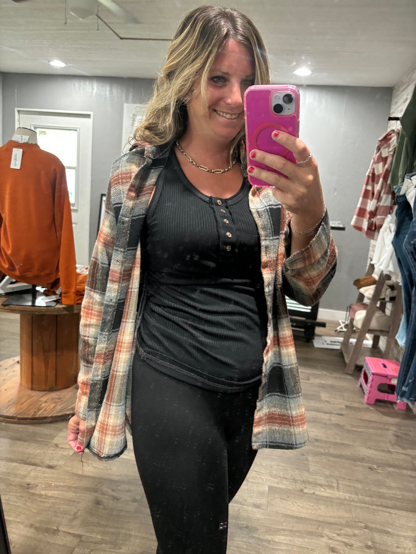 Falling for You Button Flannel
