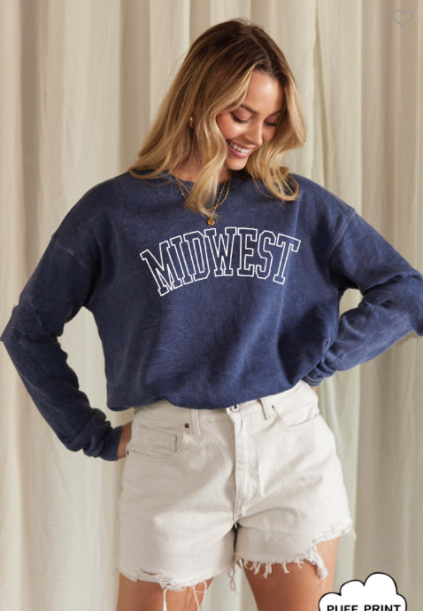 MIDWEST Puff Print Mineral Washed Graphic Sweatshirt