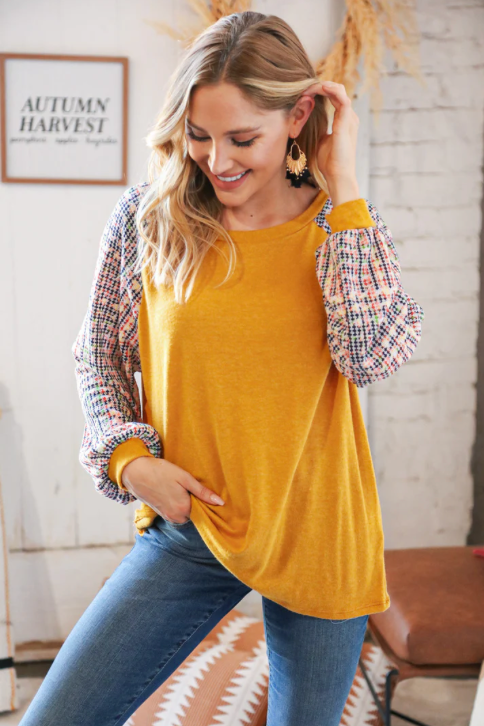 Mustard Hacci Bubble Sleeve Raglan
