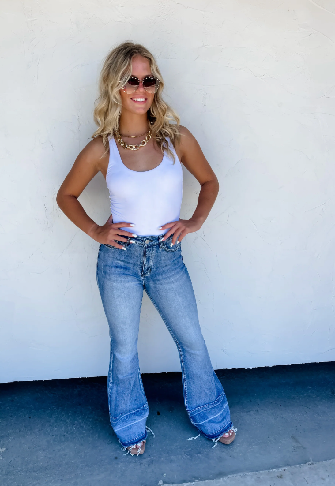 Pre order - Romi Tummy Control Distressed Flare Jeans