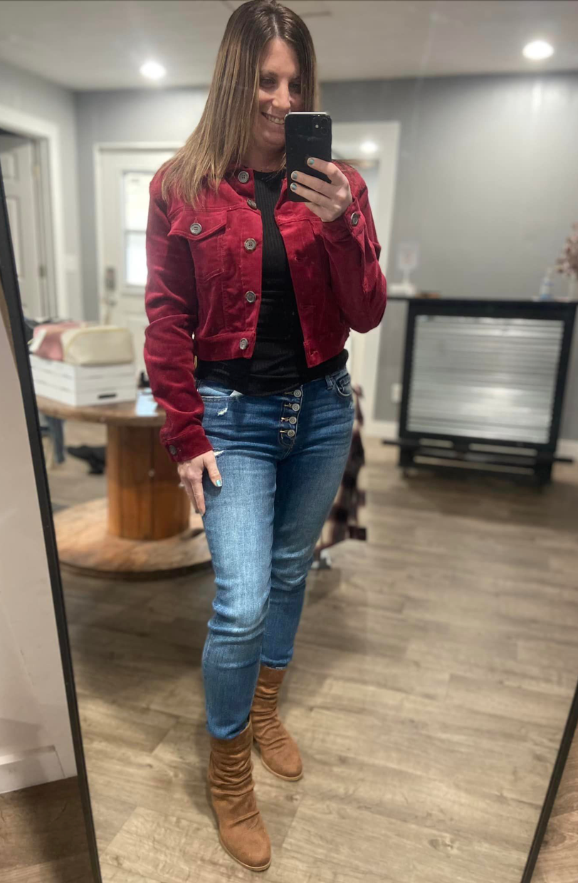 Wine top cropped jacket