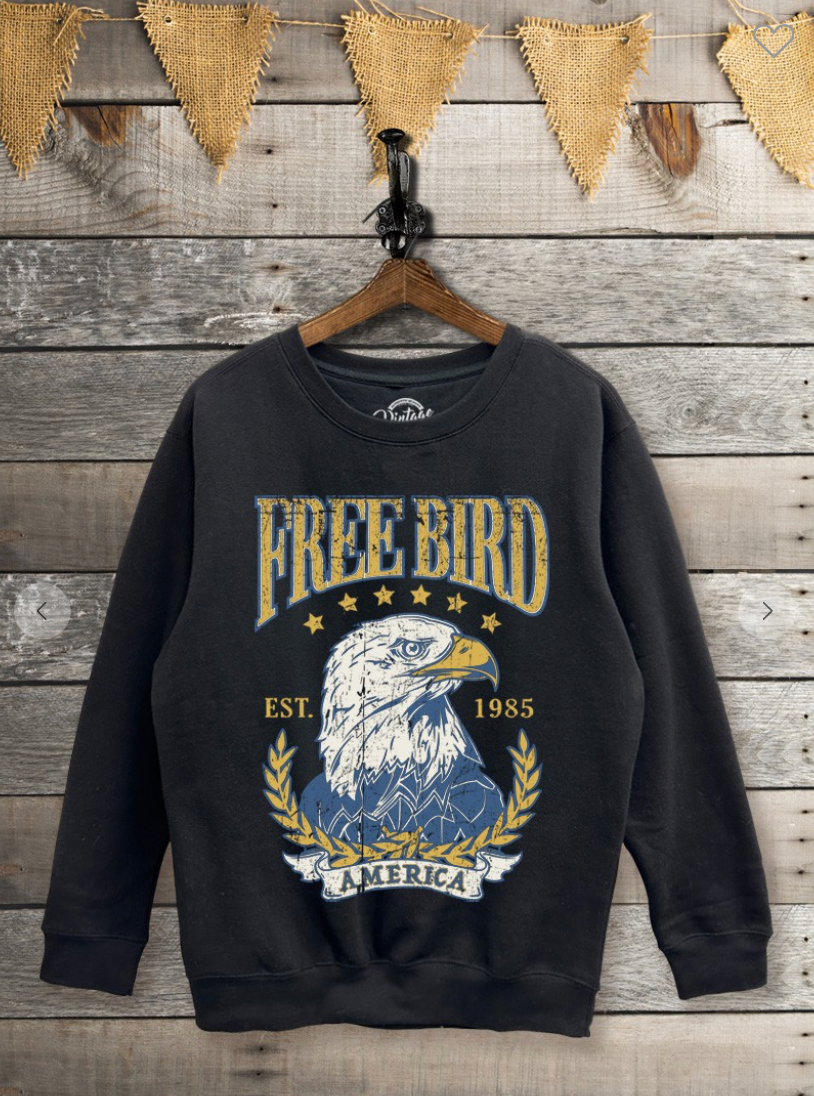 Retro Distressed Free Bird Sweatshirt