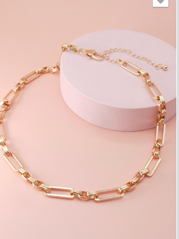 RECTANGLE LINK HANDMADE CHAIN NECKLACE