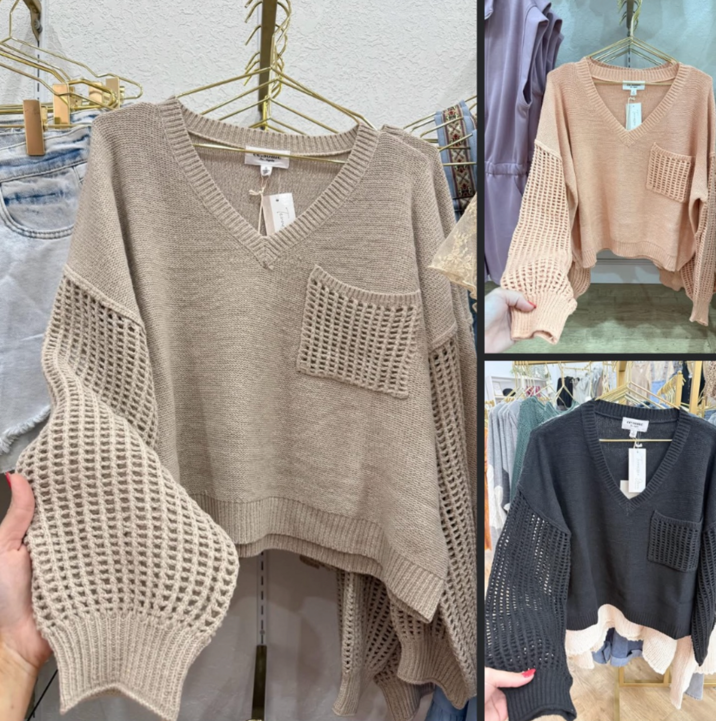 Stuck on You Open Knit Sweater - oat