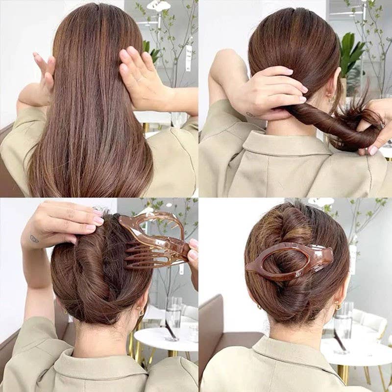 OVAL LAY DOWN FLAT HAIR CLAW CLIPS | 40H917: Brown