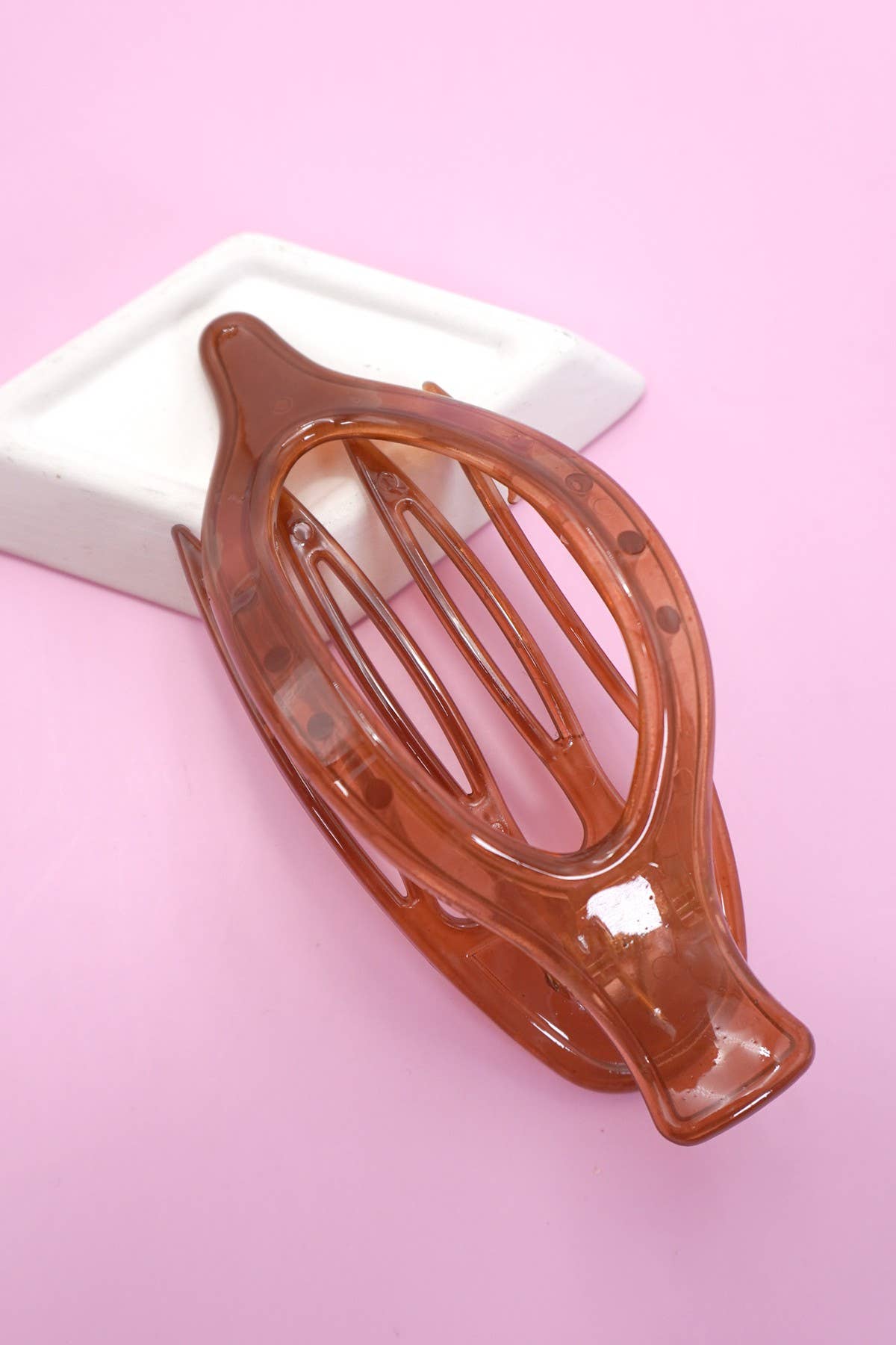 OVAL LAY DOWN FLAT HAIR CLAW CLIPS | 40H917: Brown