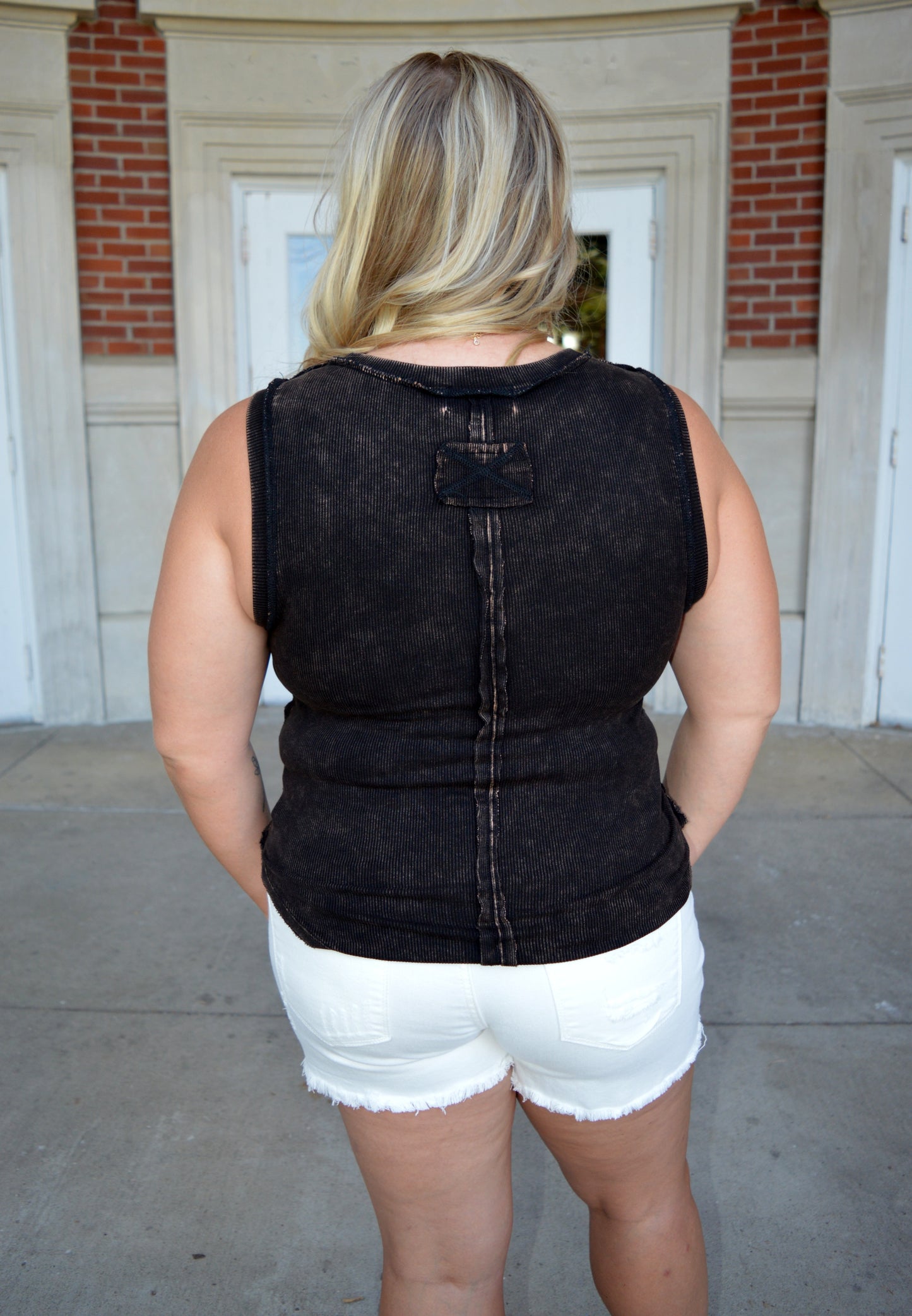 Eva Washed Tank Top - black