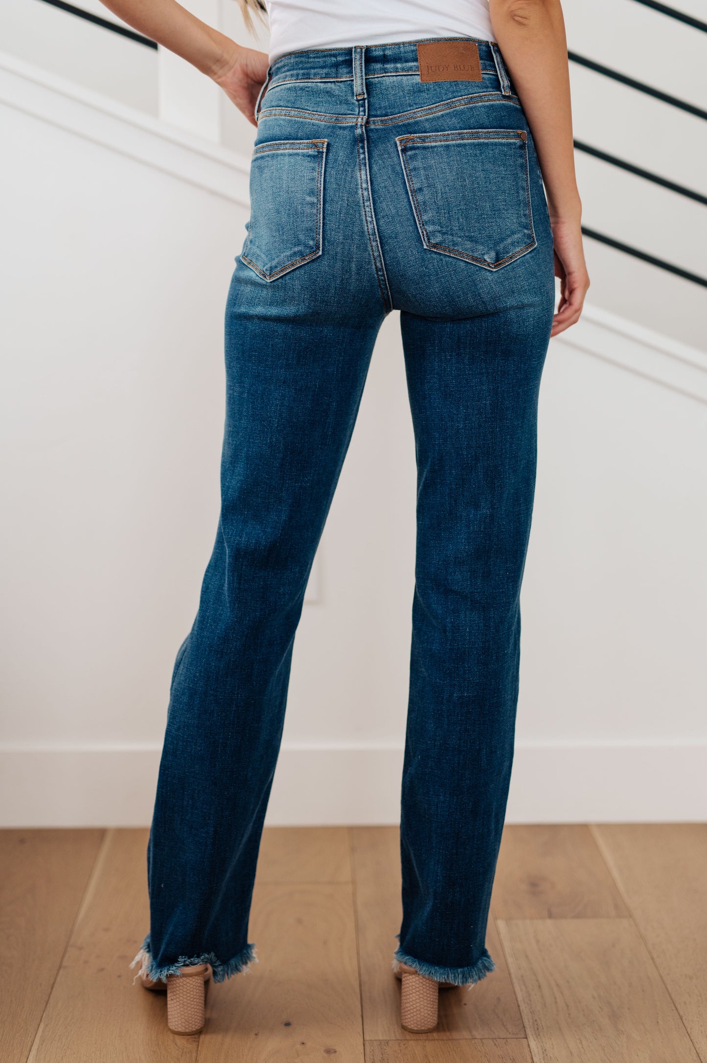Judy Blue High Rise Distressed Straight Jeans - Morgan Wash