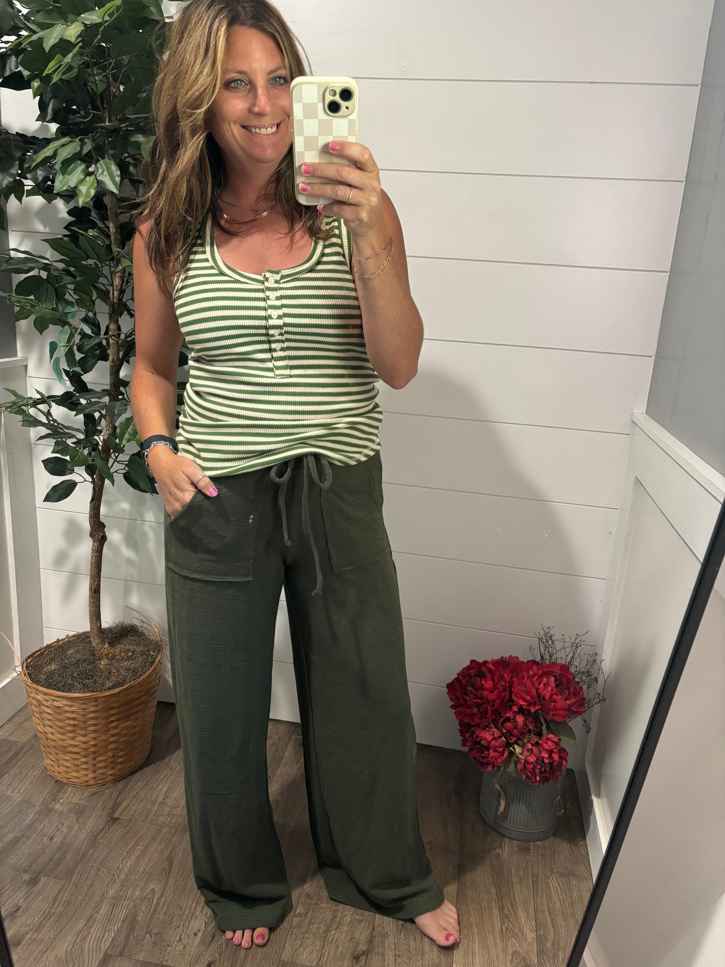 Waiting for You Scooped Neck Tank in Green