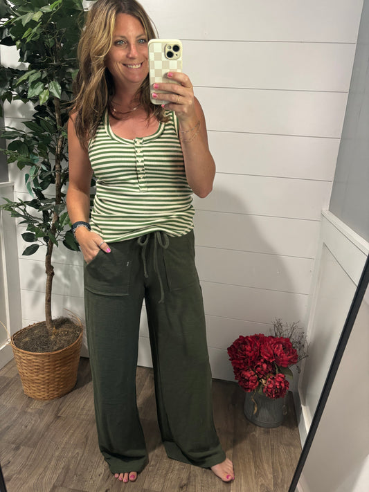 Waiting for You Scooped Neck Tank in Green
