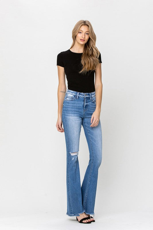 Flying Monkey - High Rise Flare Detail Jeans