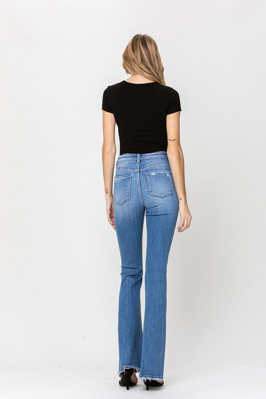 Flying Monkey - High Rise Flare Detail Jeans