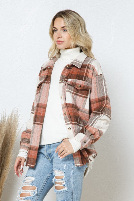 Yarn Dyed Plaid Shirt Jacket Shacket