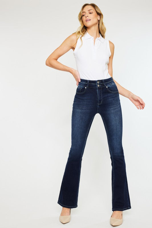 Kan Can - High Rise Wide Waistband Skinny Bootcut