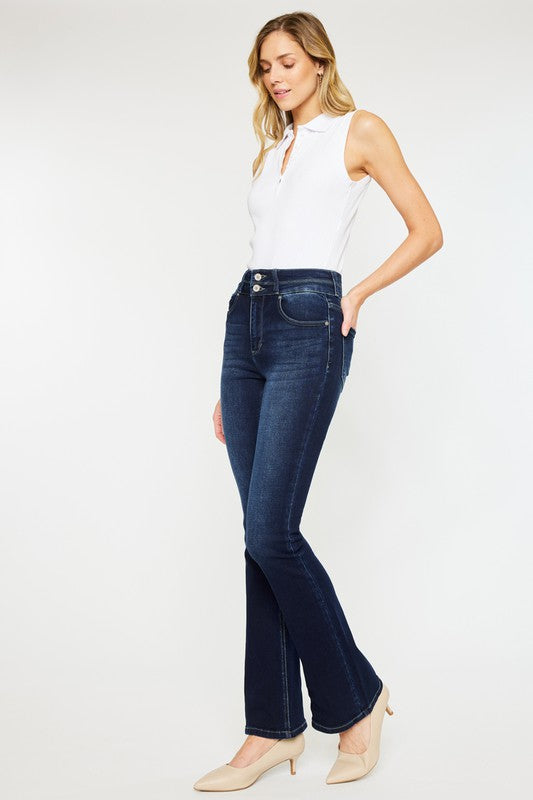 Kan Can - High Rise Wide Waistband Skinny Bootcut