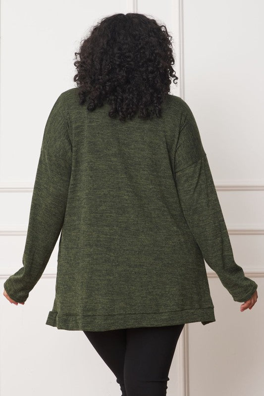 Olive Solid Drape Pocket Cardigan