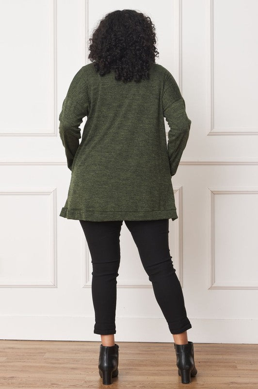 Olive Solid Drape Pocket Cardigan