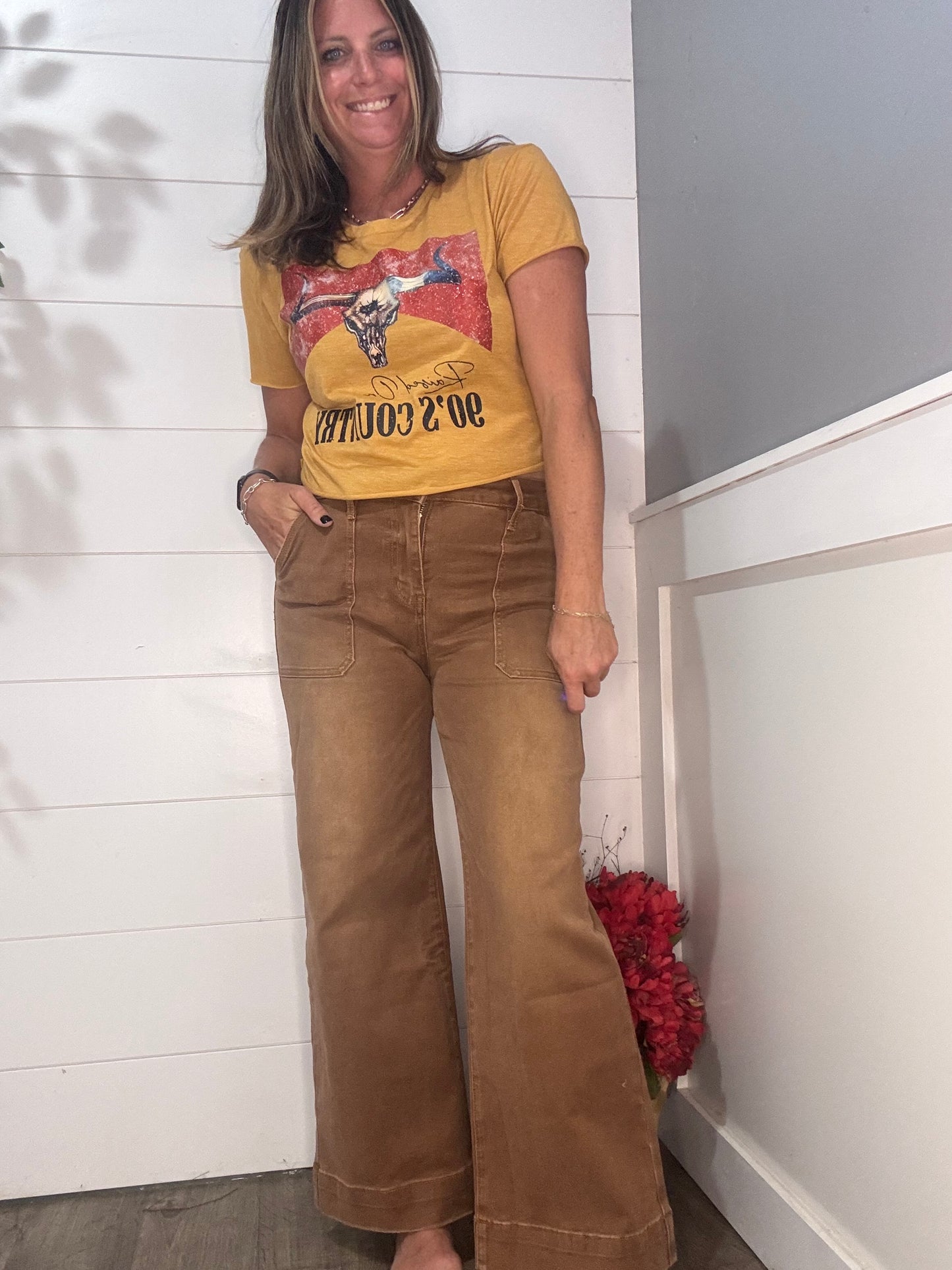 Bella Cropped High Rise Wide Leg Jeans