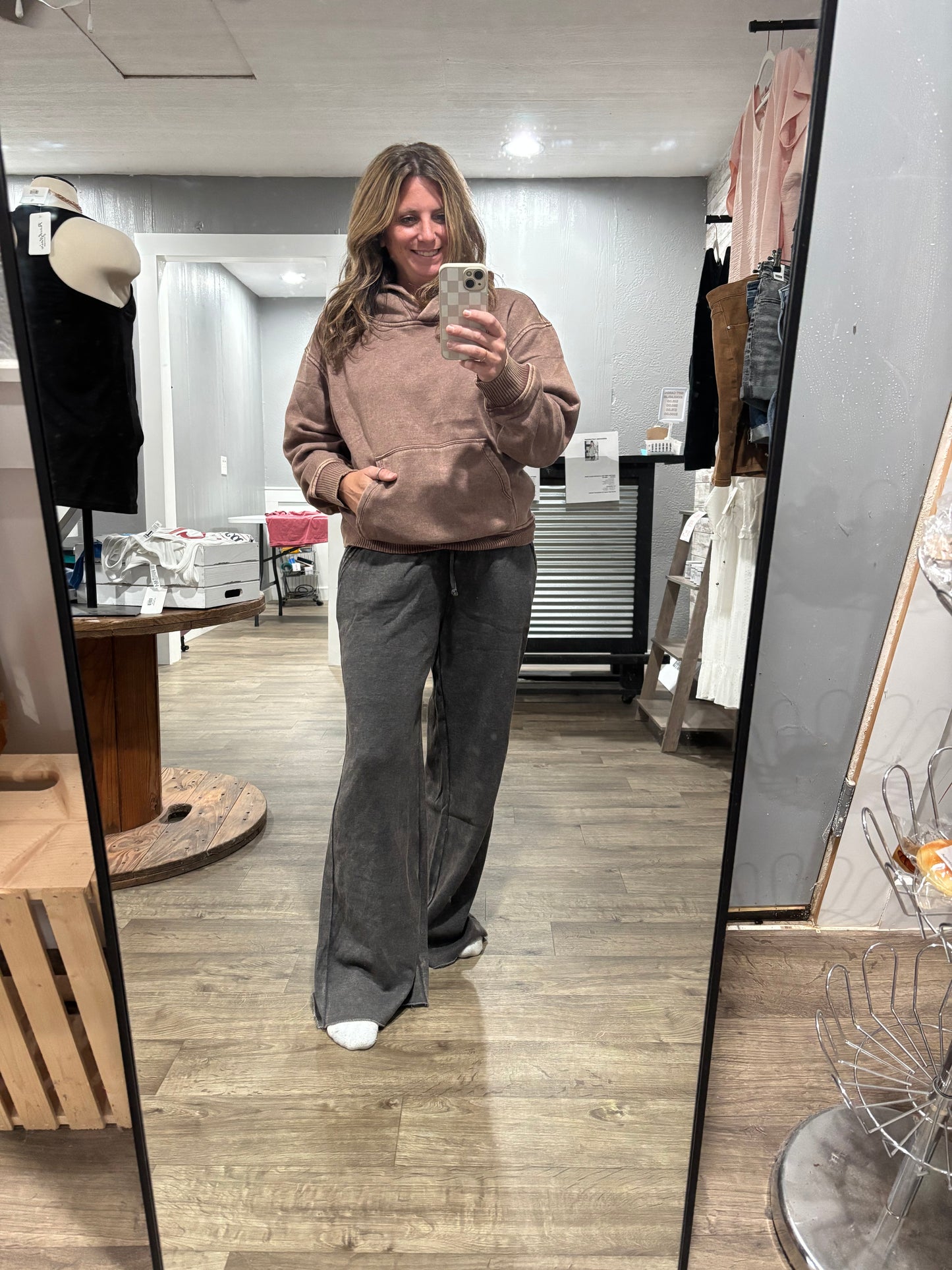 Nights Like This High Waist Palazzo Sweats in Ash Black