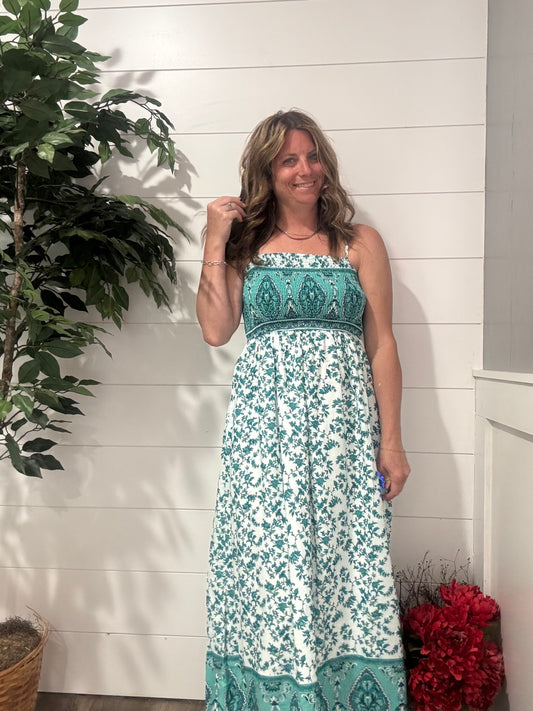 Floral Boho Shirred Cami Maxi Dress