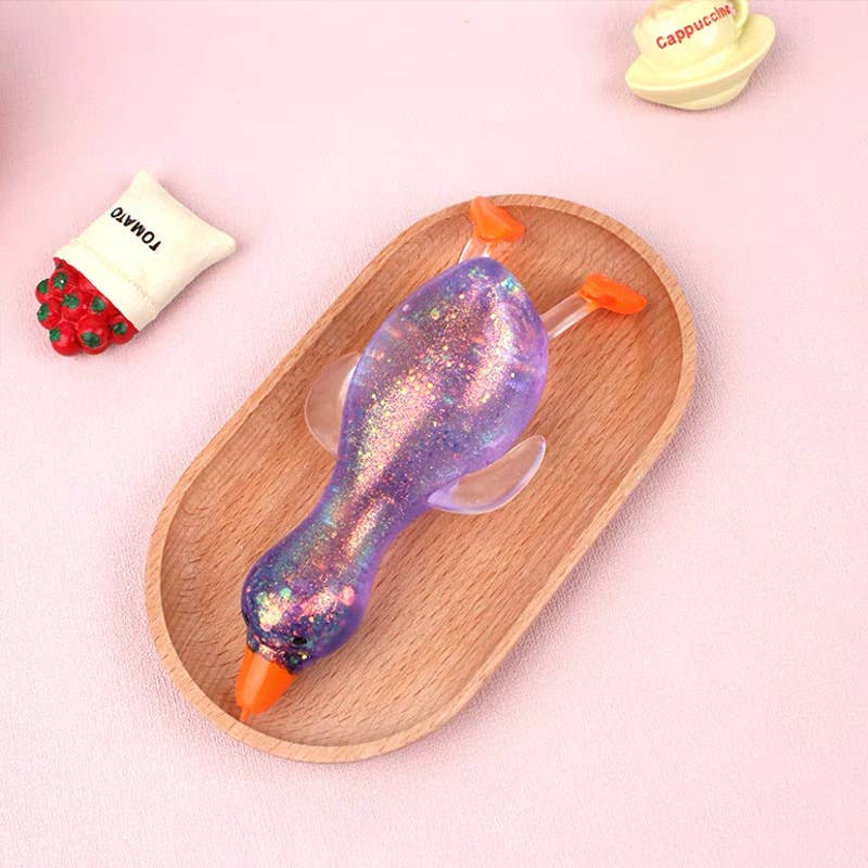 Cute Goose Duck Glitter Squishy Squeeze Toy Fidget Toy: Yellow