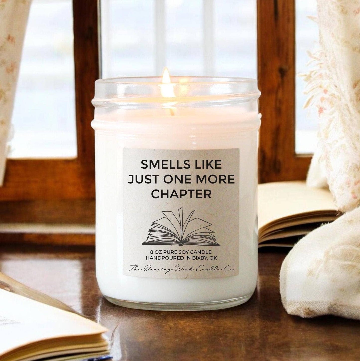 Book Lover Gift Candle / Smells Like Just One More Chapter: Mini 4 oz candle / Morning Latte