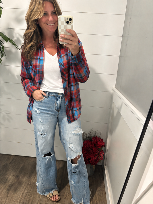 Make it Make Sense Plaid Button Up