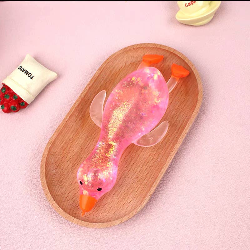 Cute Goose Duck Glitter Squishy Squeeze Toy Fidget Toy: Yellow
